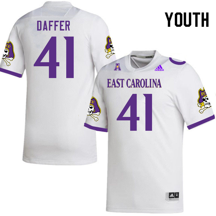 Youth #41 Owen Daffer ECU Pirates 2023 College Football Jerseys Stitched-White